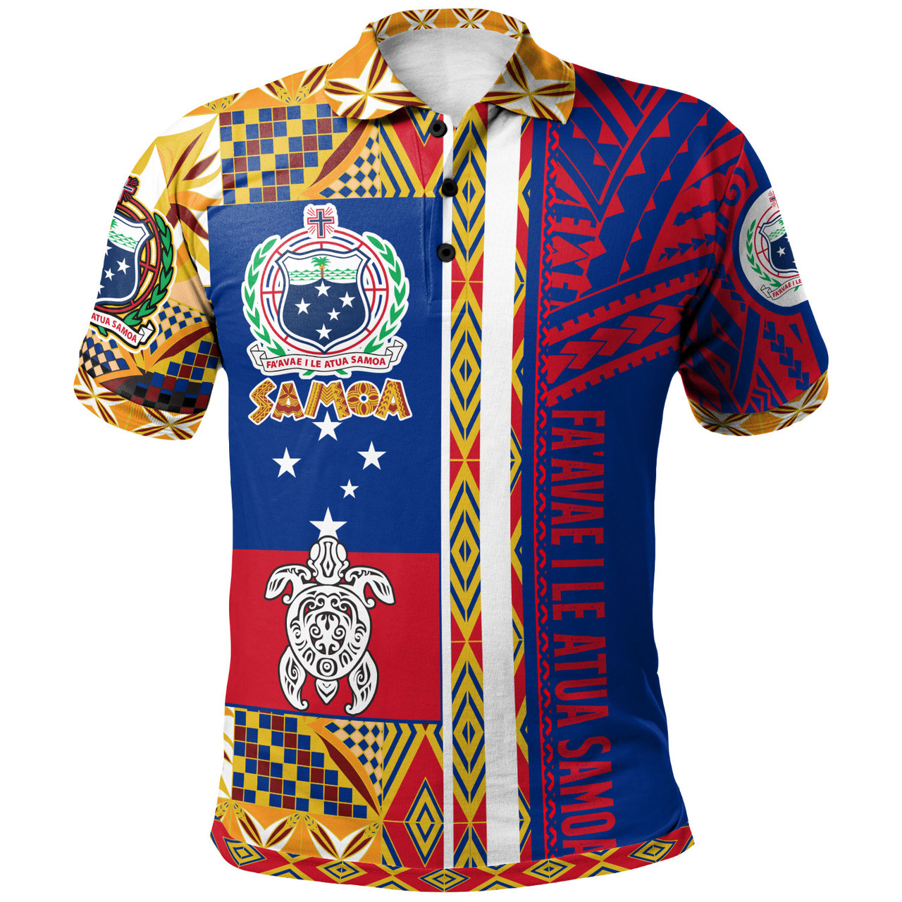 Samoa Polynesian Polo Shirt - Custom Samoa Coat Of Arms With Traditional Siapo Mamanu Patterns