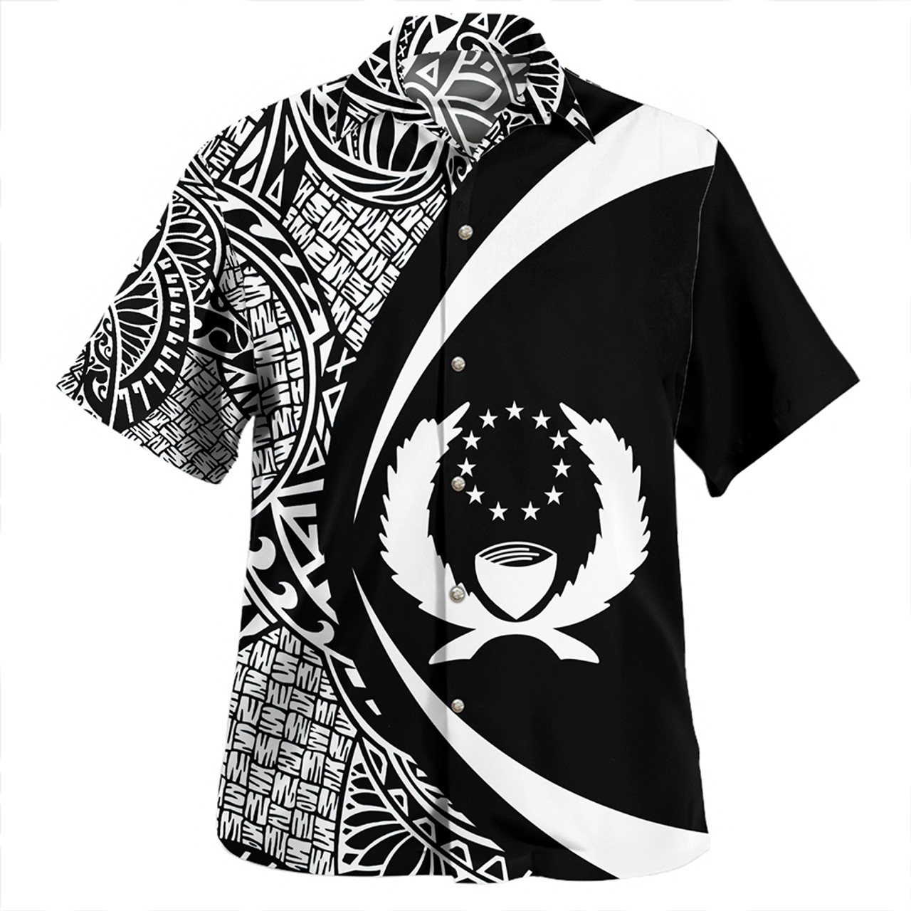 Pohnpei Hawaiian Shirt Coat Of Arm Lauhala White Circle