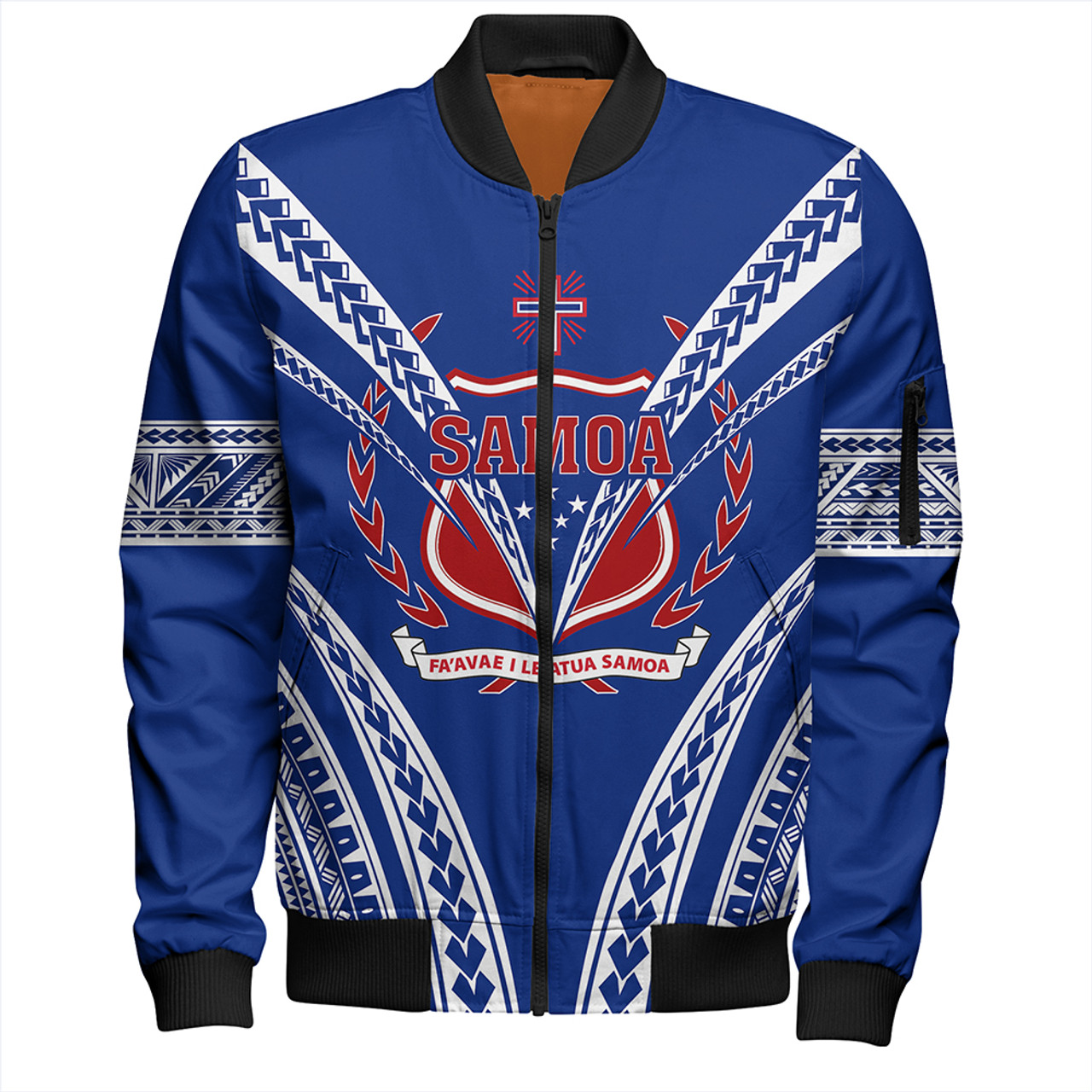 Samoa Bomber Jacket Custom Polynesian Tribal Crest Design