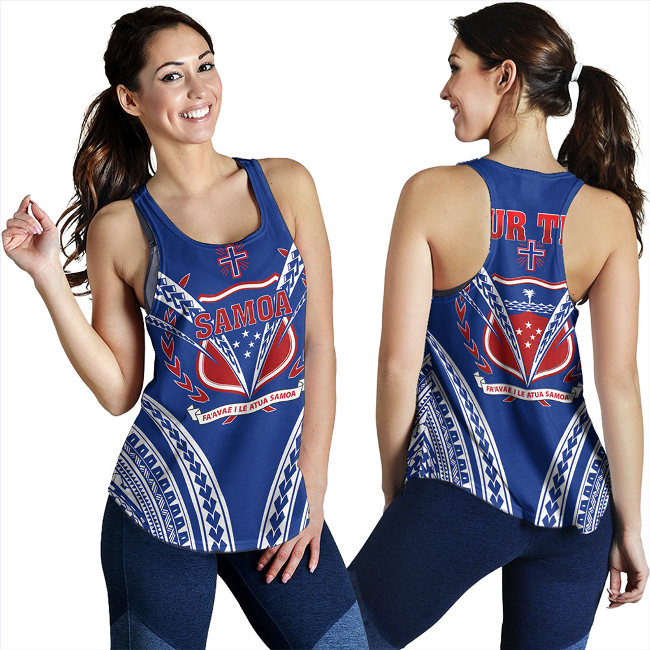 Samoa Women Tank Custom Polynesian Tribal Crest Design