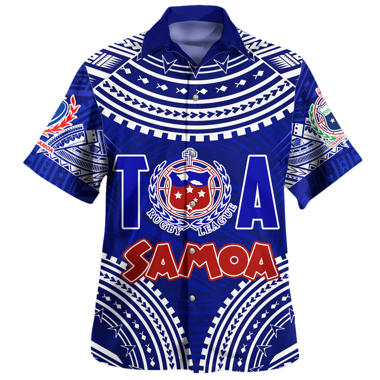 (Custom Personalised) Samoa Rugby Toa Samoa Blue Style Hawaiian Shirt