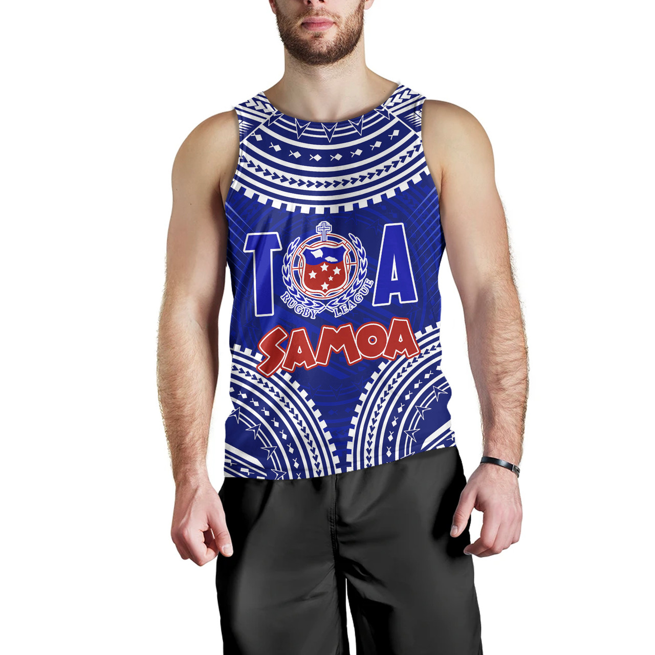 (Custom Personalised) Samoa Rugby Toa Samoa Blue Style Tank Top