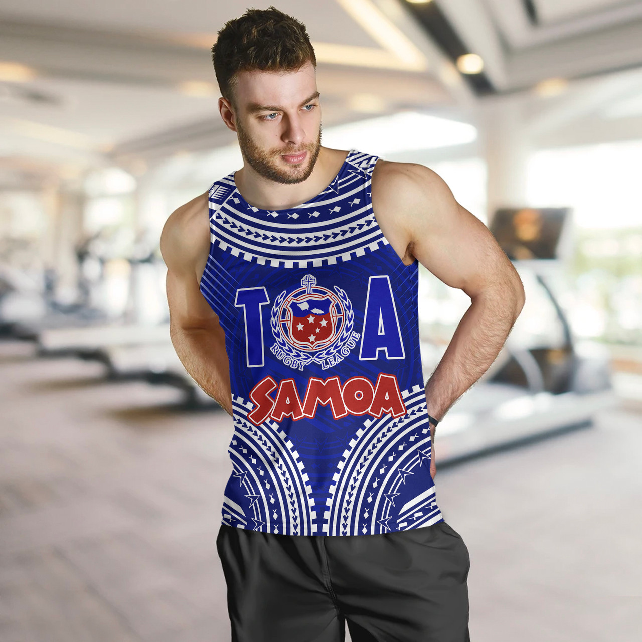 (Custom Personalised) Samoa Rugby Toa Samoa Blue Style Tank Top