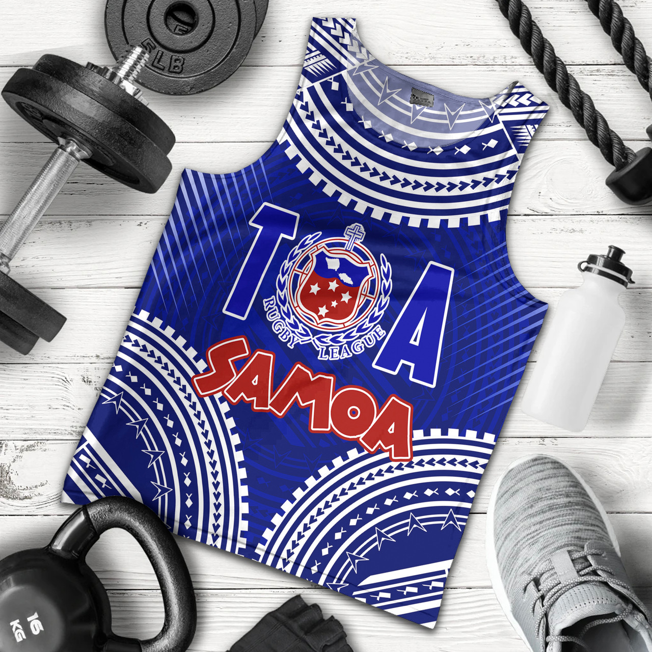 (Custom Personalised) Samoa Rugby Toa Samoa Blue Style Tank Top