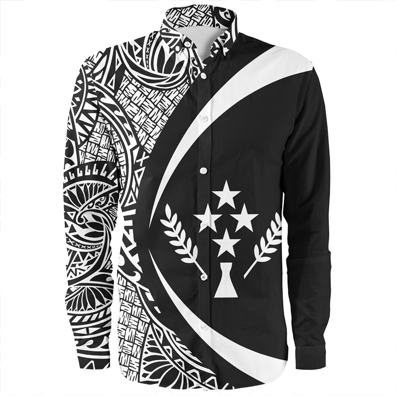 Kosrae Long Sleeve Shirt Coat Of Arm Lauhala White Circle