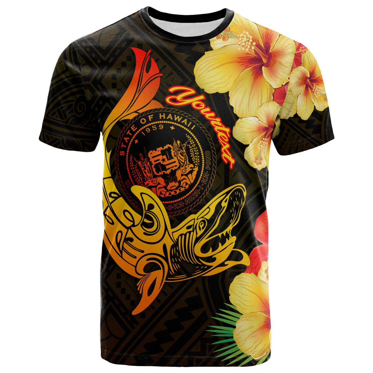 Hawaii Polynesian T-shirt - Custom Hawaii Sharks Tribal Patterns Orange