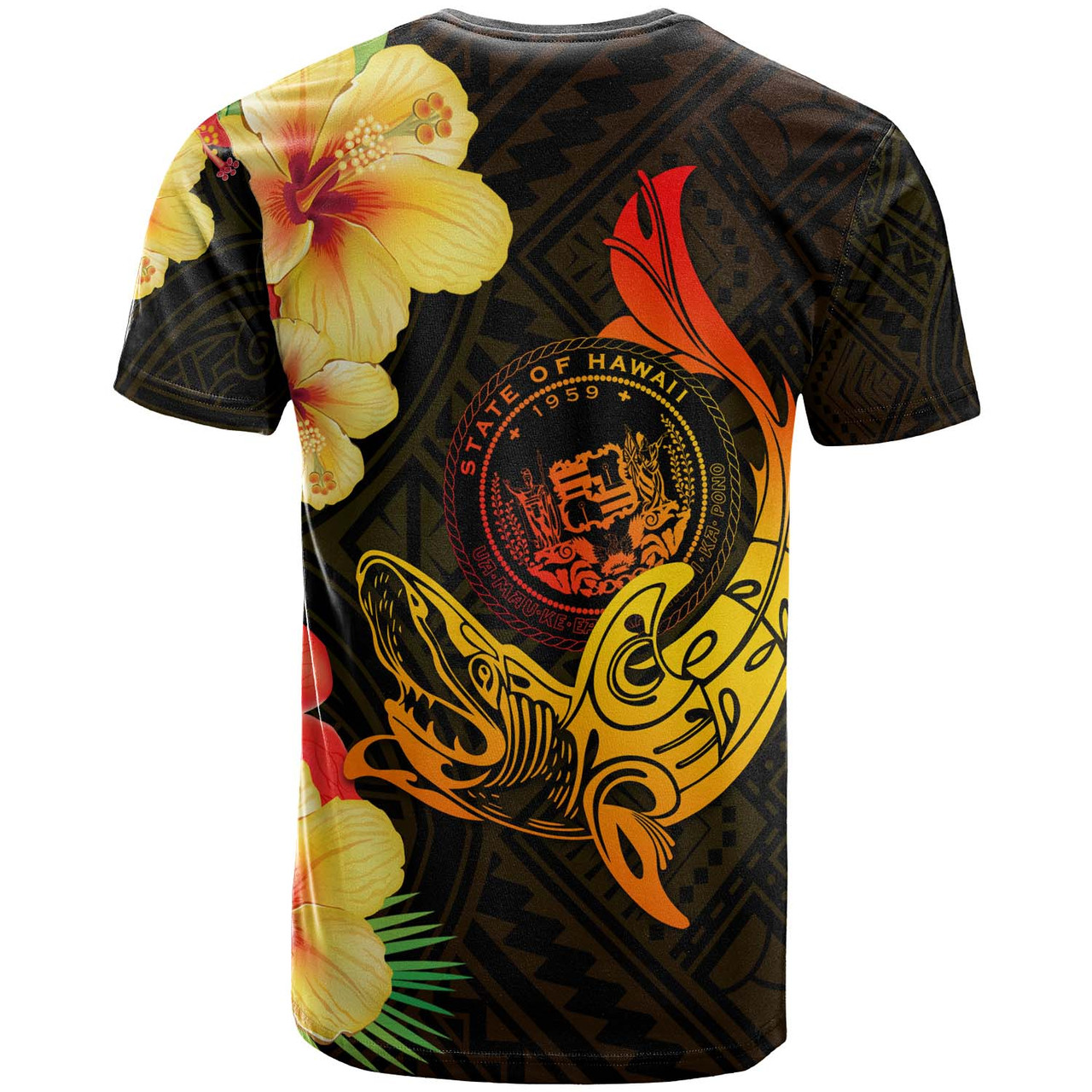 Hawaii Polynesian T-shirt - Custom Hawaii Sharks Tribal Patterns Orange