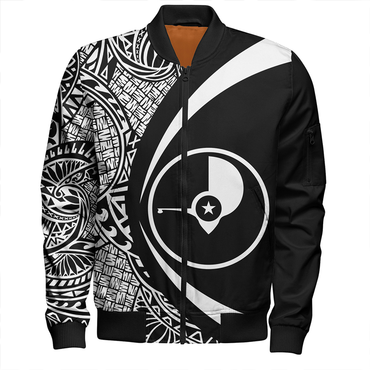 Yap Bomber Jacket Coat Of Arm Lauhala White Circle