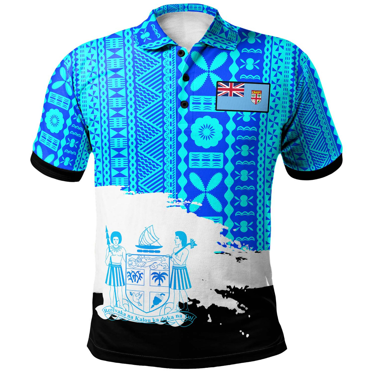 Fiji Polynesian Polo Shirt - Fiji Tapa Brush Tribal Patterns