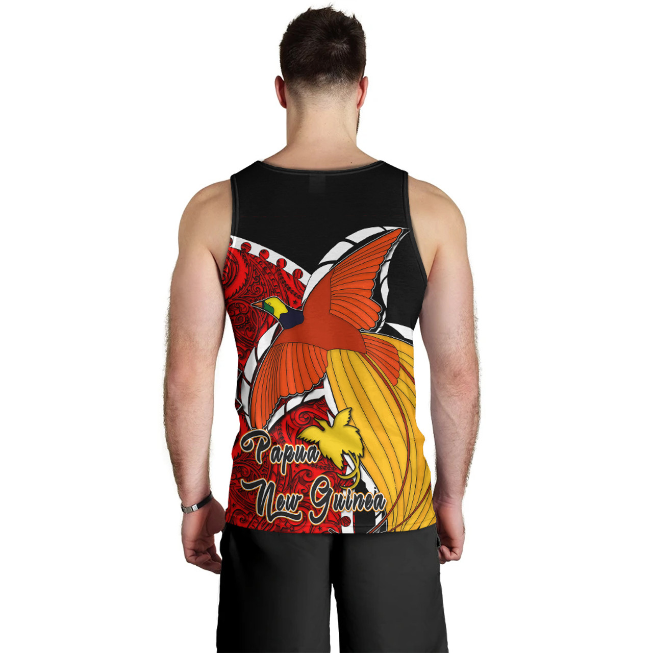 Papua New Guinea Men Tank Top - Paradise Bird Of Papua New Guinea with Polynesian Patterns