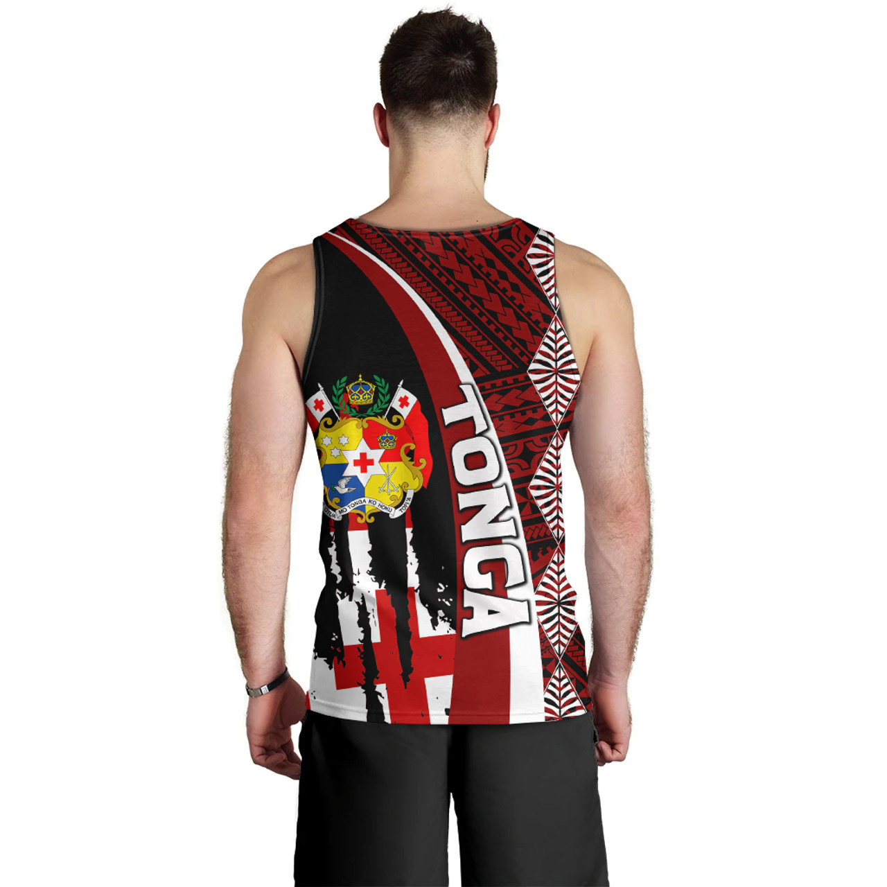 Tonga Men Tank Top - Coat Of Arms Tapa Tonga Patterns