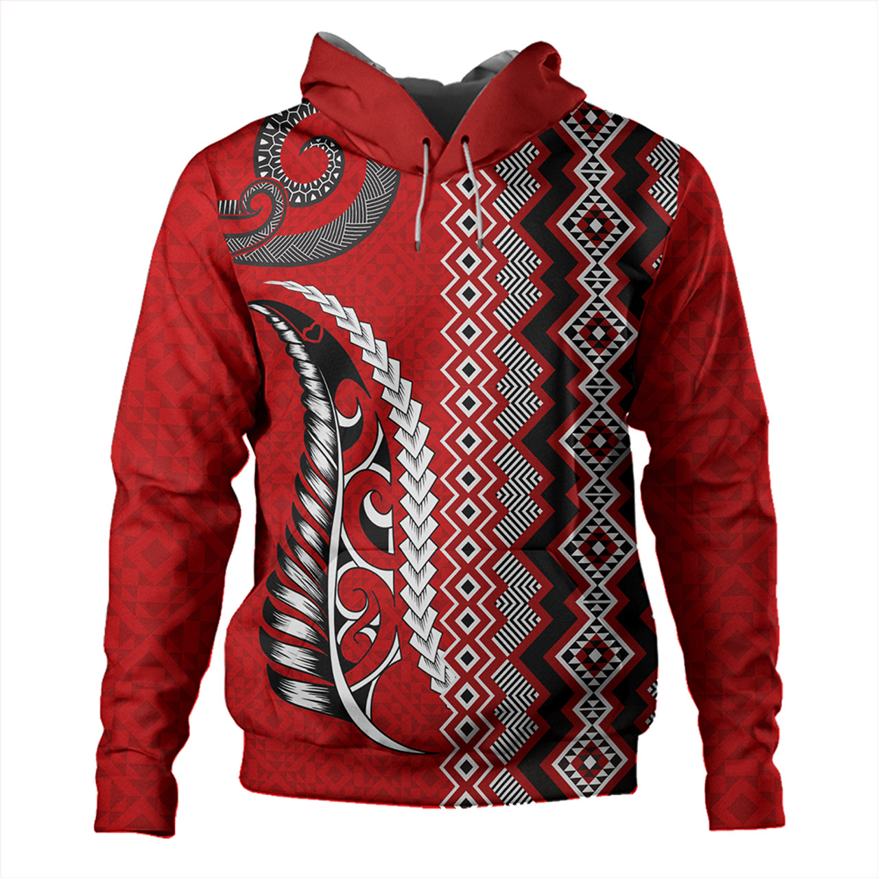 New Zealand Hoodie Maori Fabic Pattern Silvers Fern