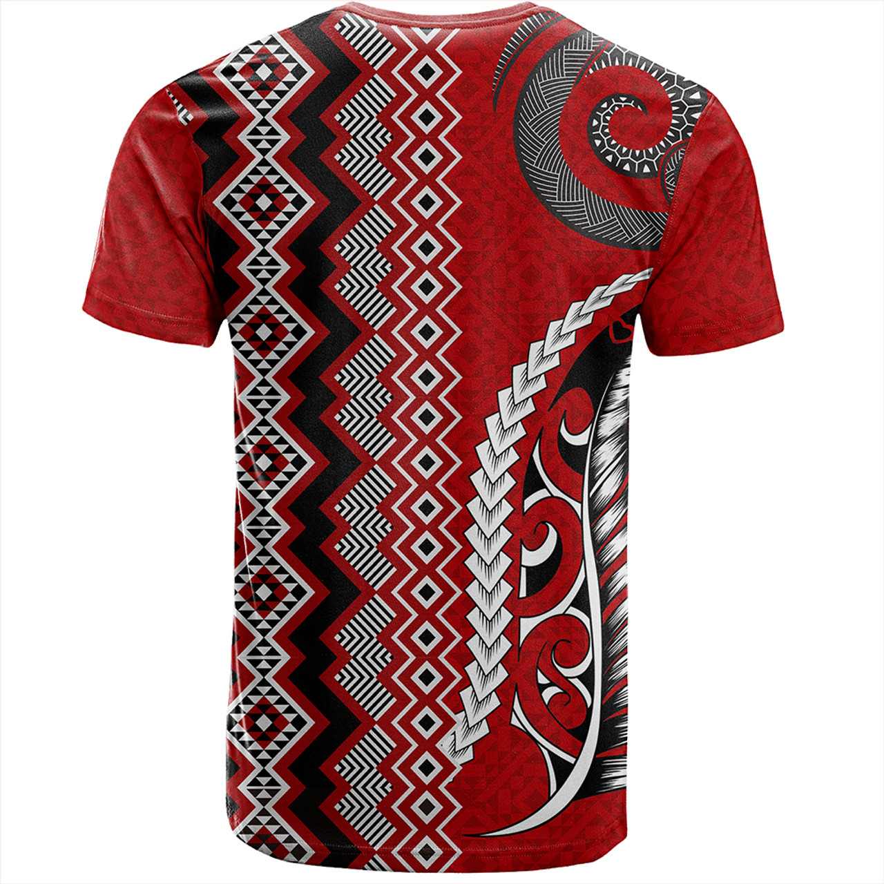 New Zealand T-Shirt Maori Fabic Pattern Silvers Fern