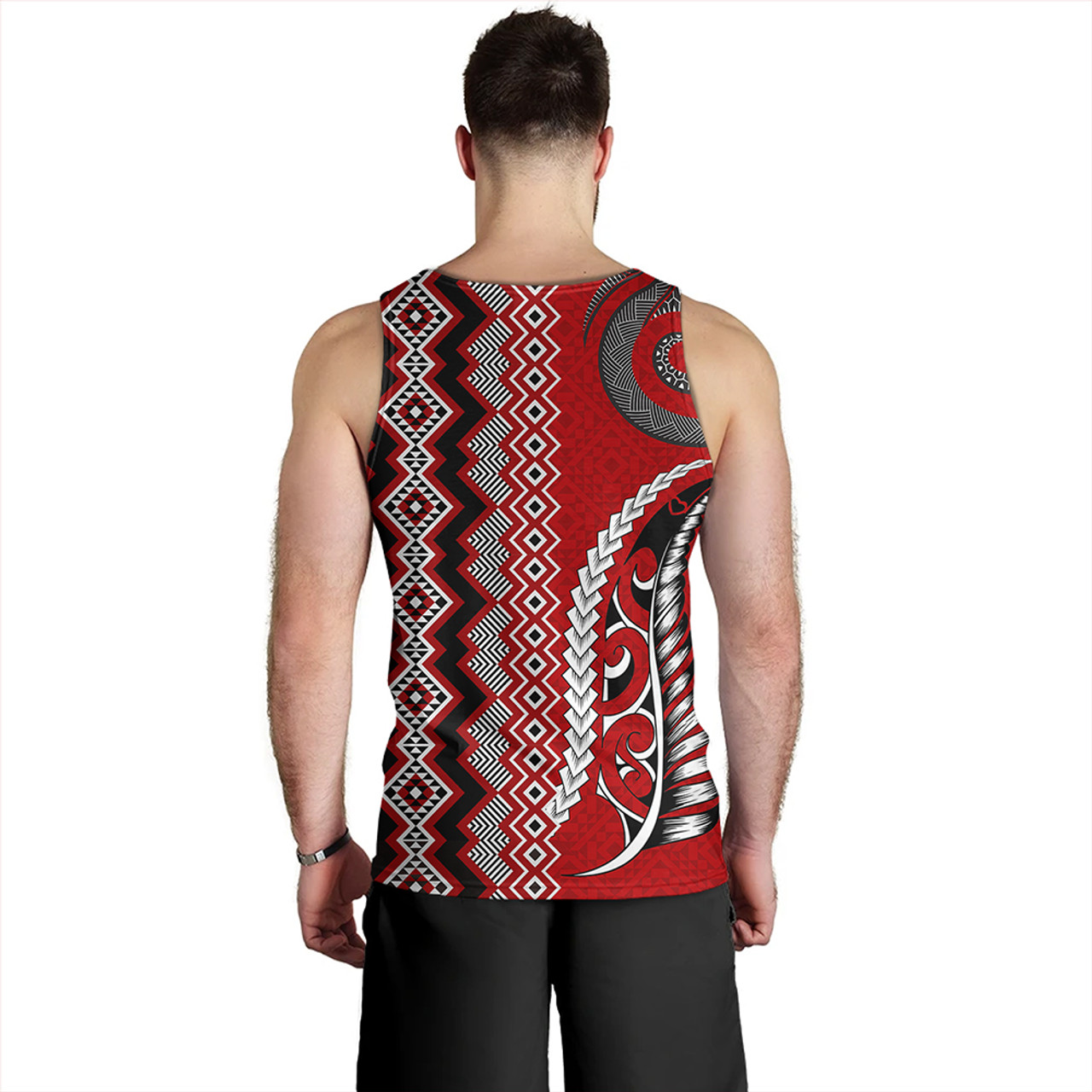 New Zealand Tank Top Maori Fabic Pattern Silvers Fern