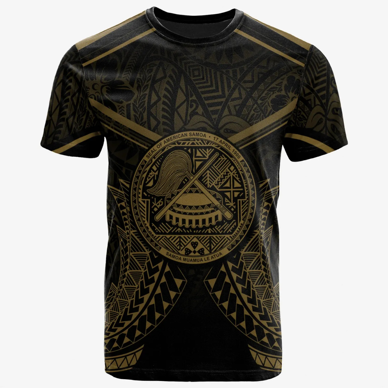 American Samoa T-Shirt - American Samoa Seal With Gold Line Style 1