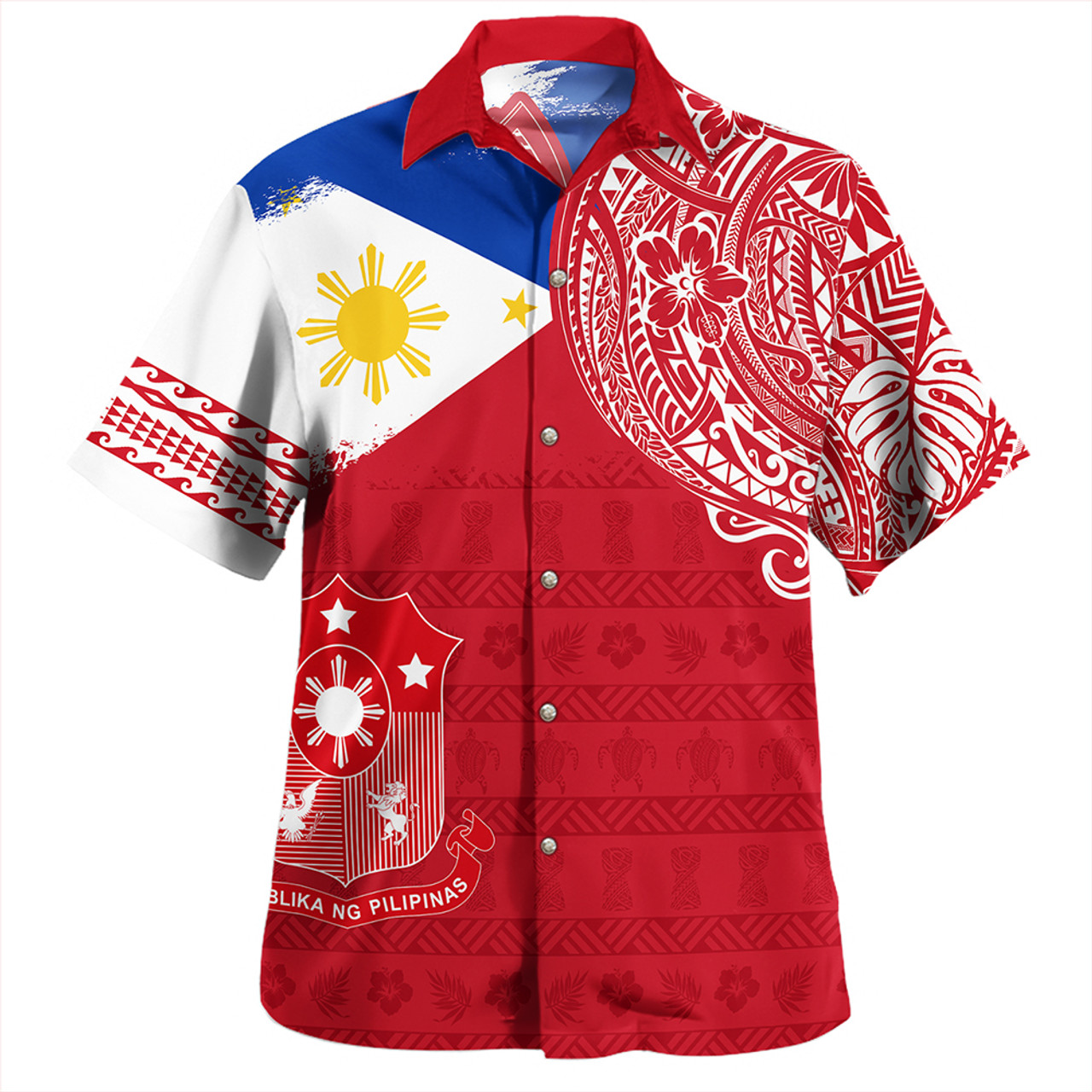 Philippines Hawaiian Shirt Polynesian Flag With Coat Of Arms