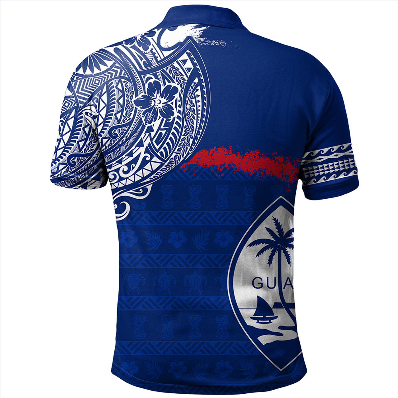 Guam Polo Shirt Polynesian Flag With Coat Of Arms