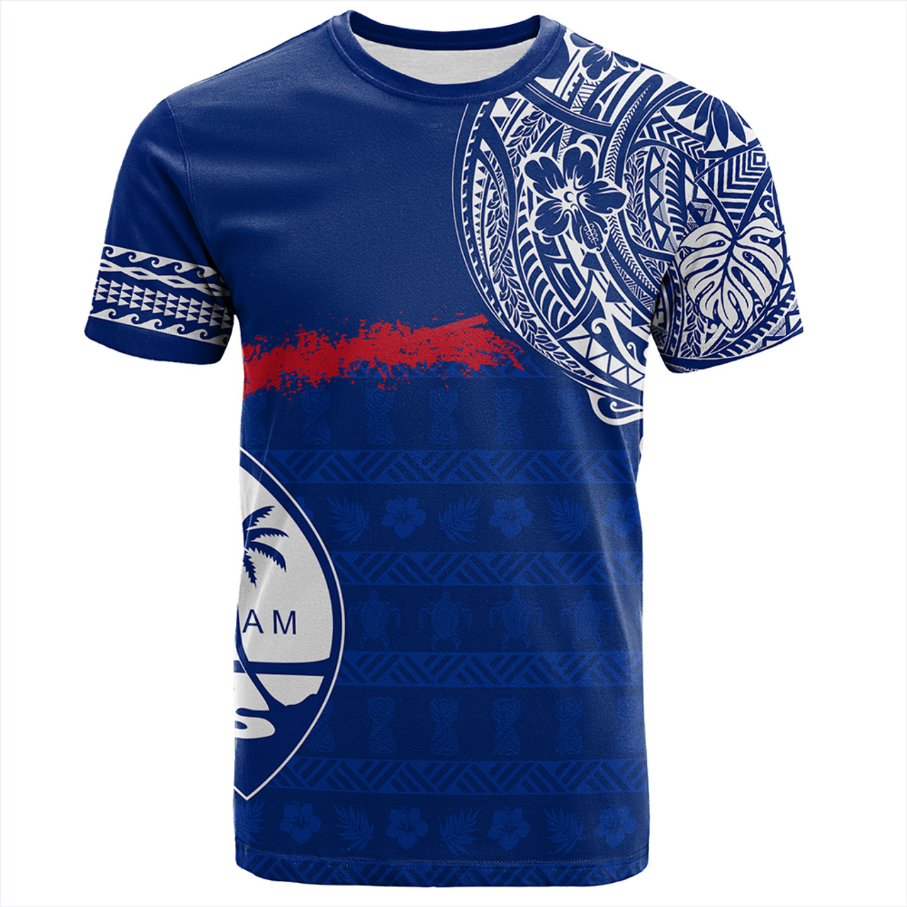 Guam T-Shirt Polynesian Flag With Coat Of Arms
