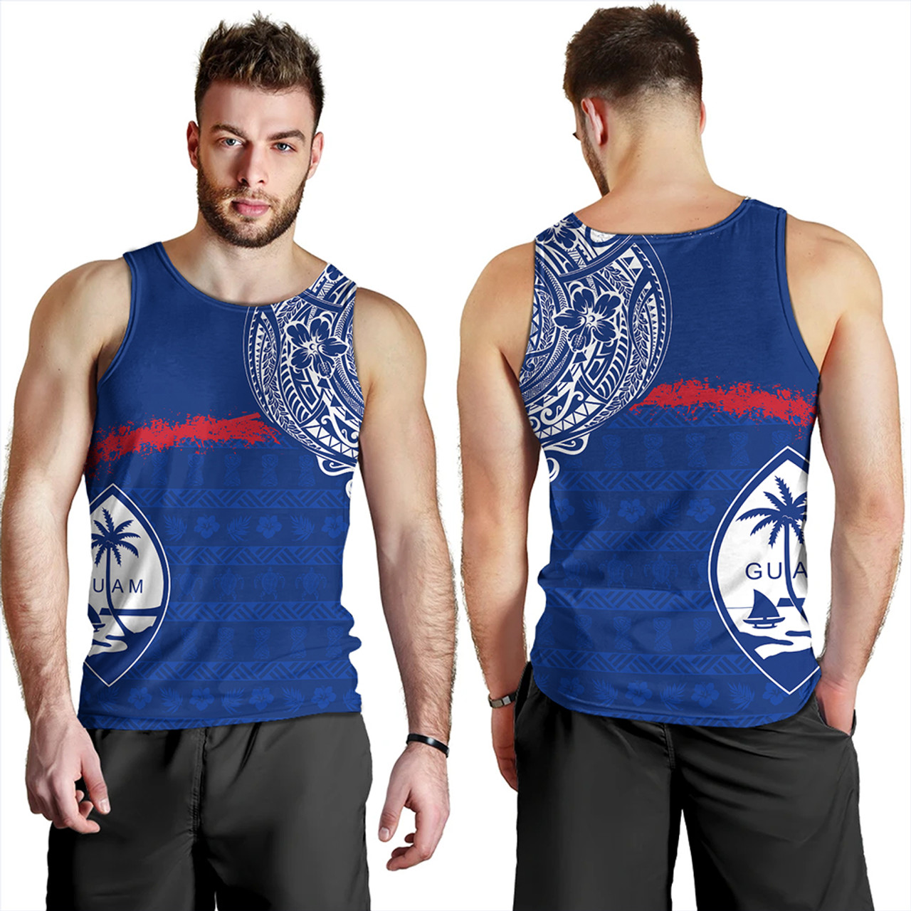 Guam Tank Top Polynesian Flag With Coat Of Arms