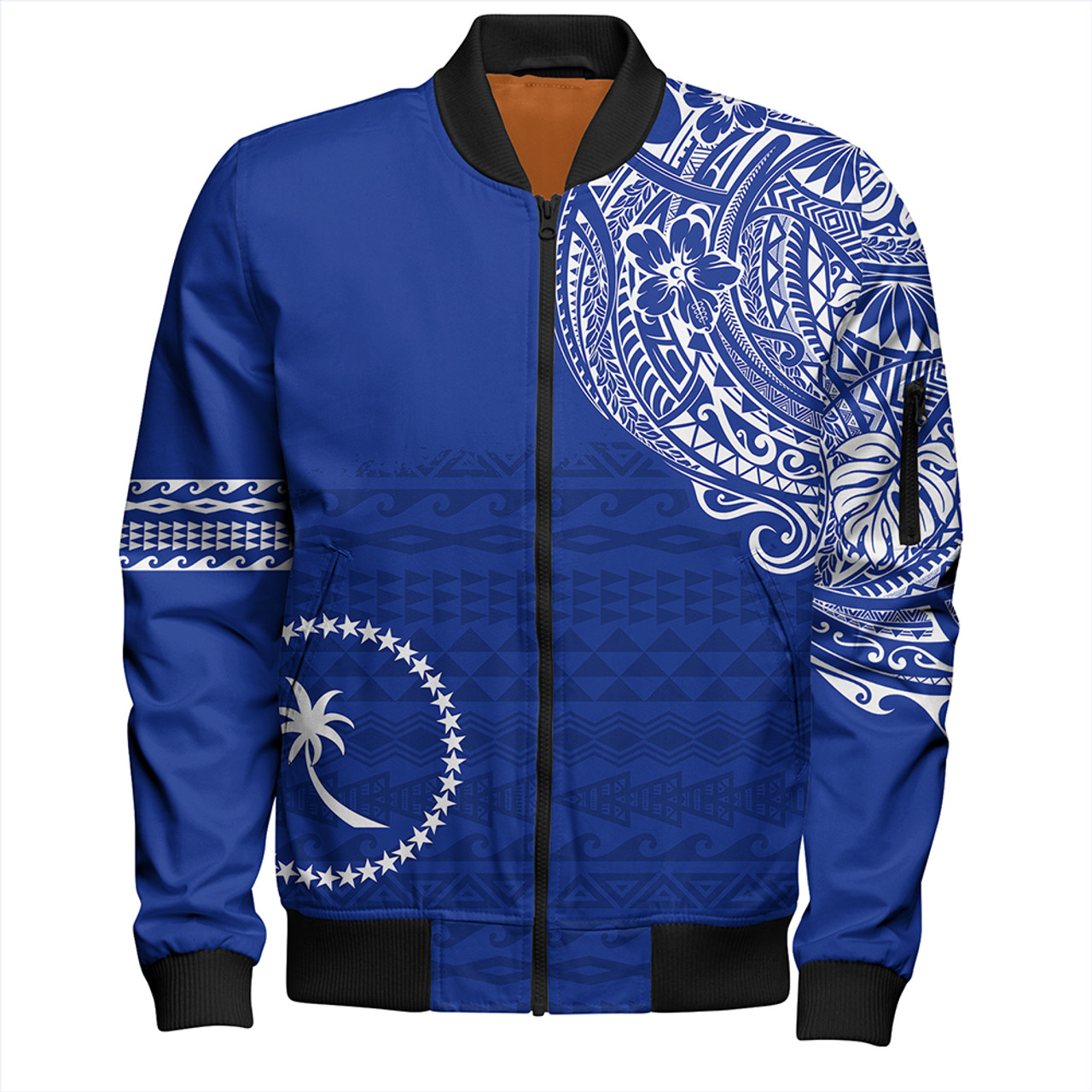 Chuuk Bomber Jacket Polynesian Flag With Coat Of Arms