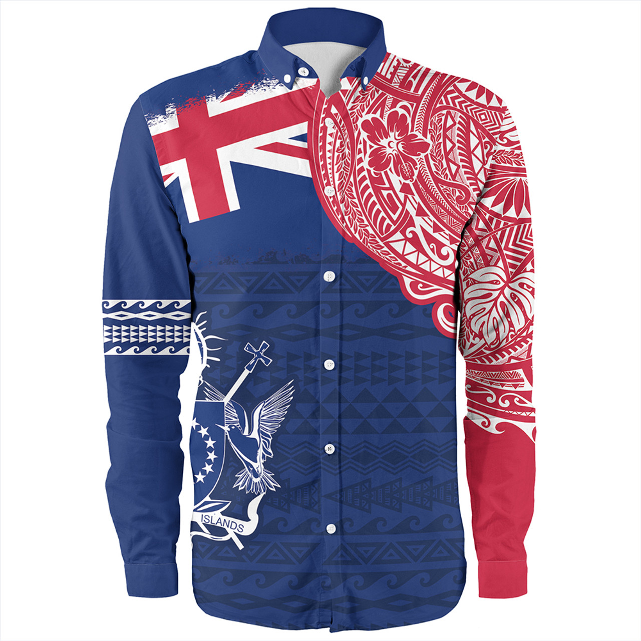 Cook Islands Long Sleeve Shirt Polynesian Flag With Coat Of Arms