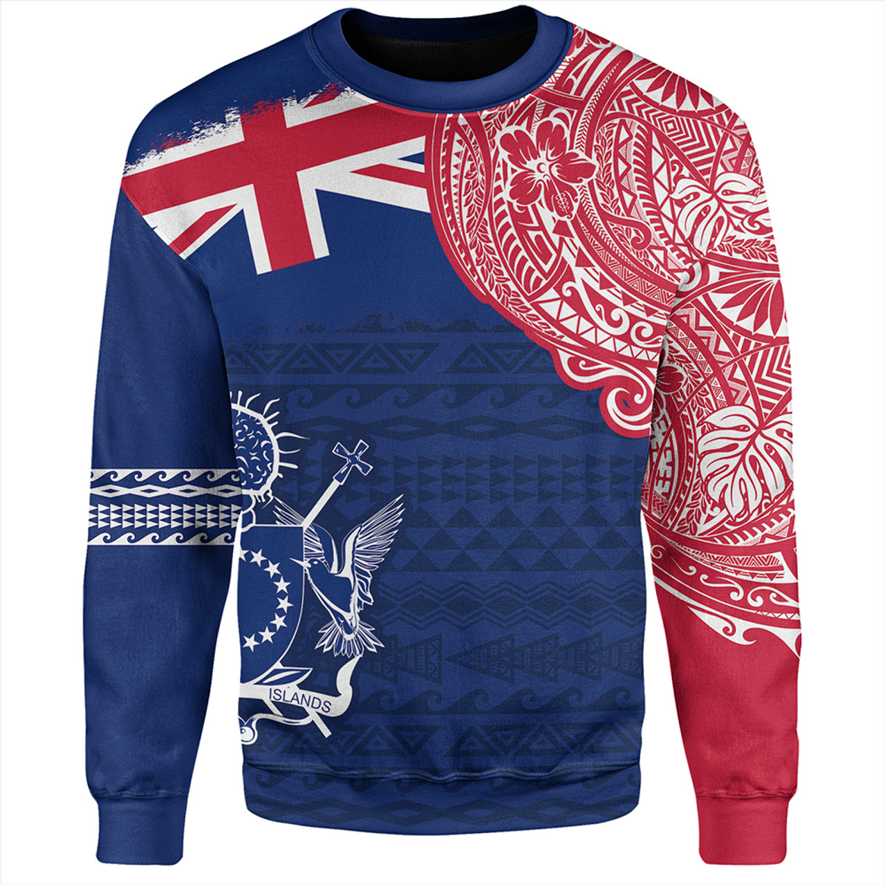 Cook Islands Sweatshirt Polynesian Flag With Coat Of Arms