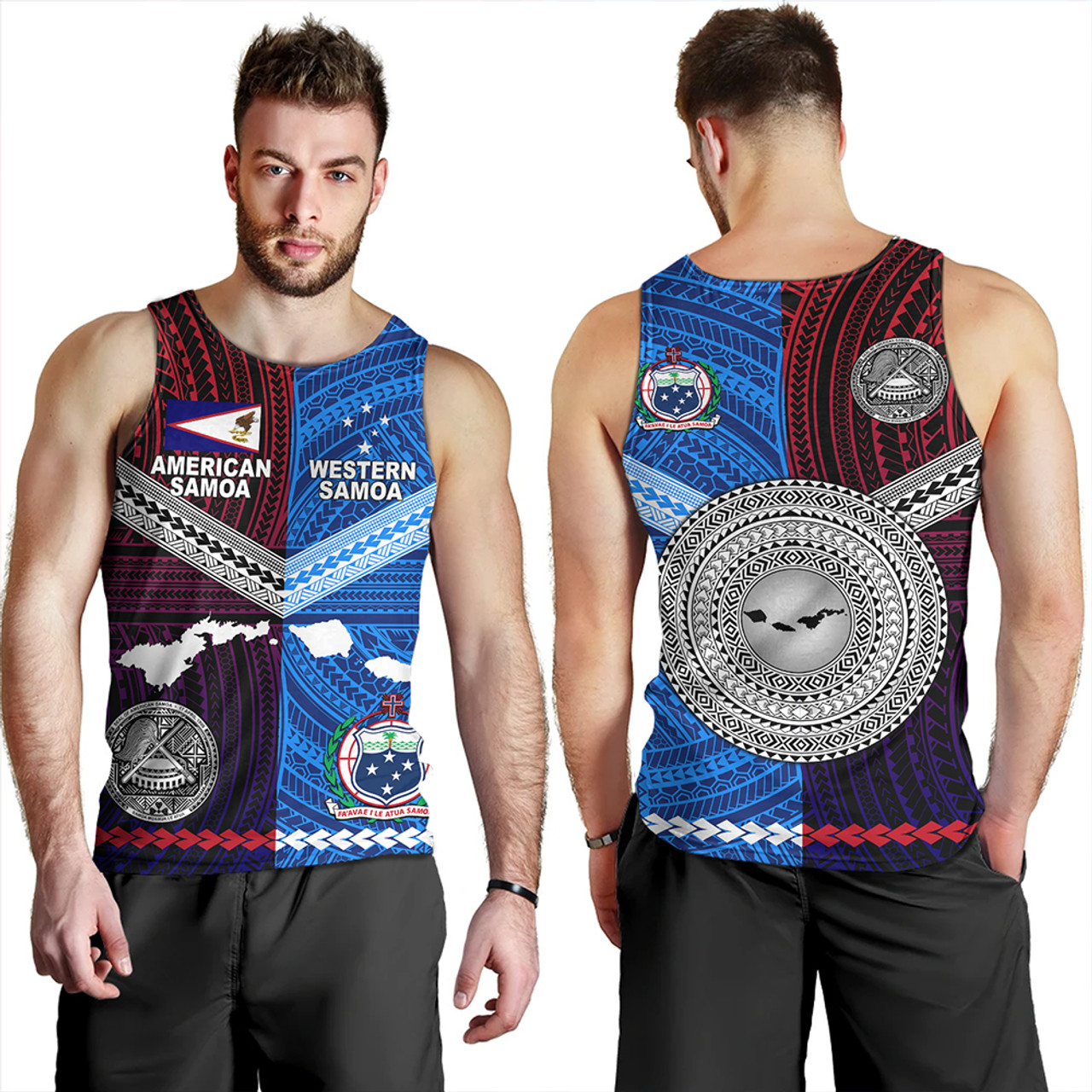 American Samoa And Western Samoa Polynesian Tattoo Together Tank Top