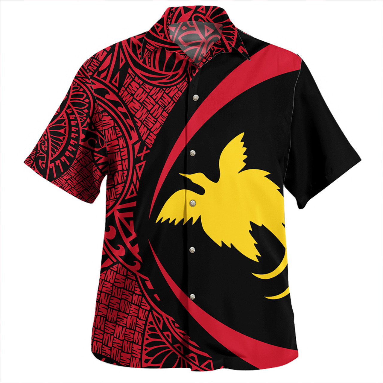 Papua New Guinea Hawaiian Shirt Coat Of Arm Lauhala Circle