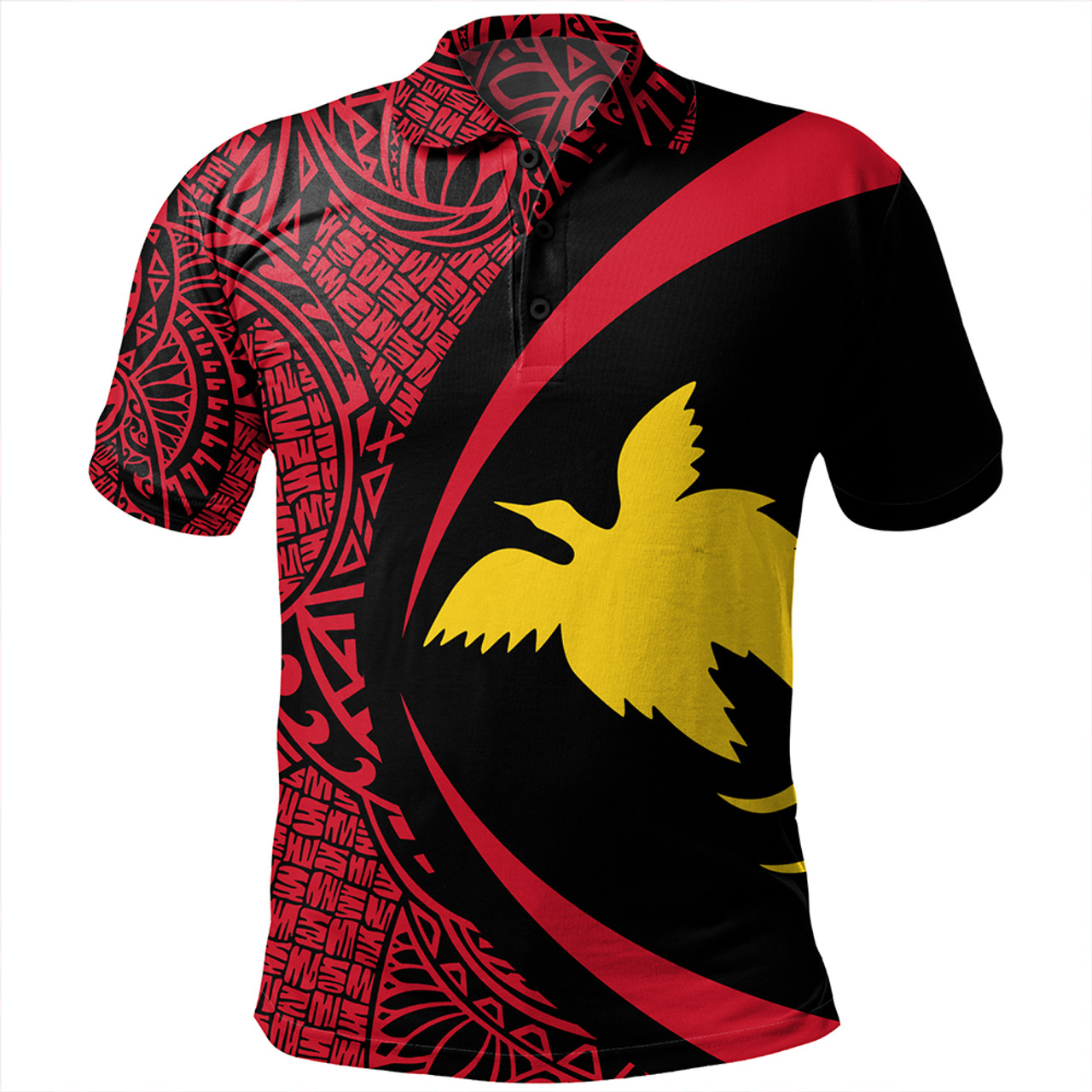 Papua New Guinea Polo Shirt Coat Of Arm Lauhala Circle