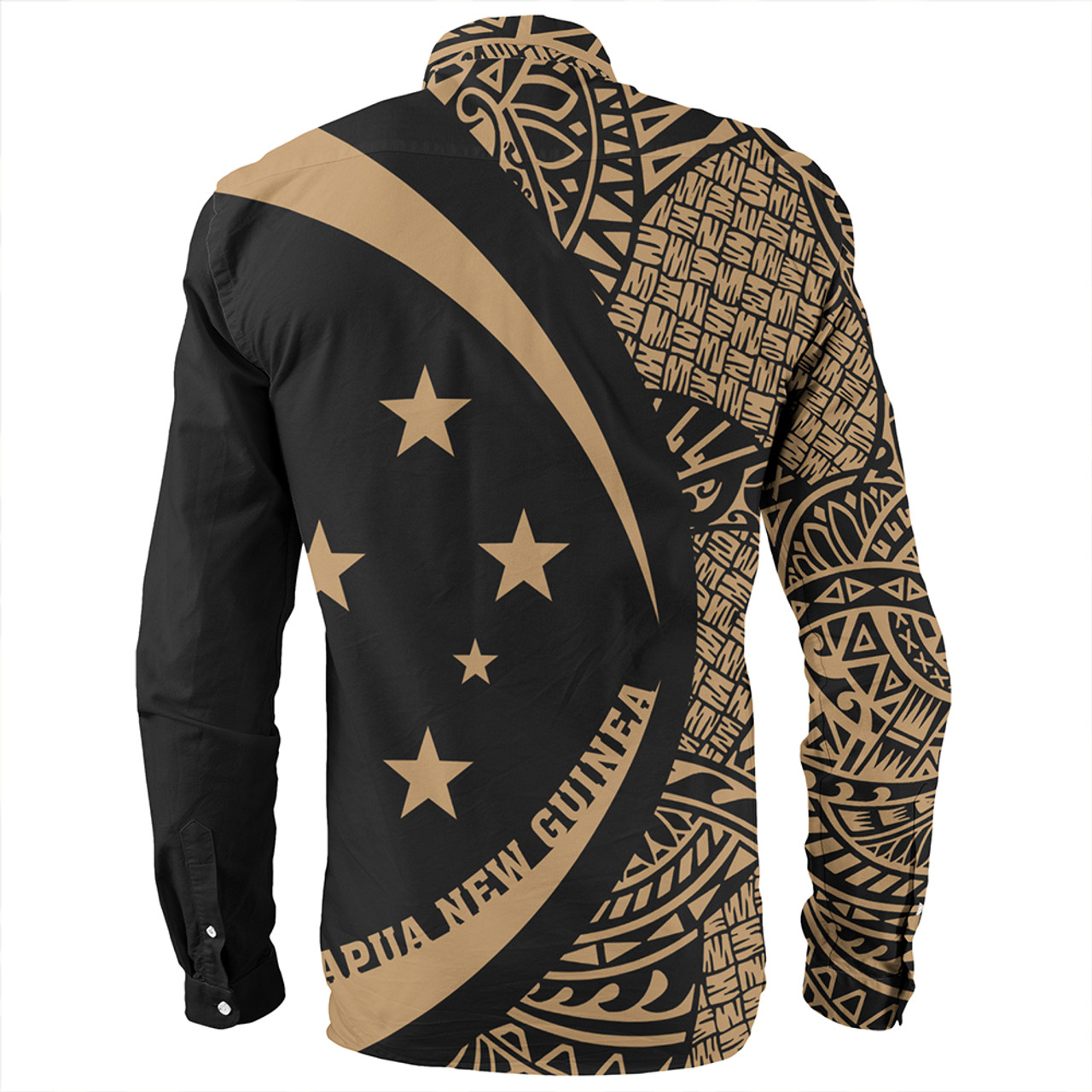 Papua New Guinea Long Sleeve Shirt Coat Of Arm Lauhala Gold Circle