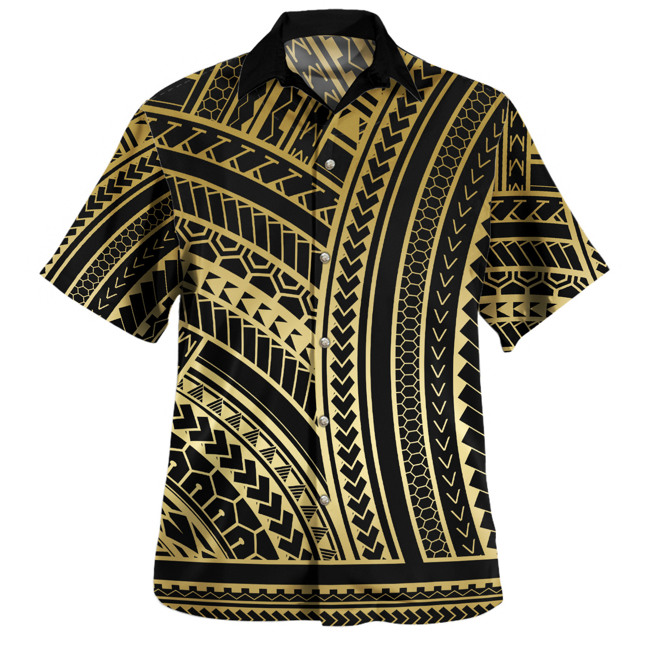 Polynesian Hawaiian Shirt Polynesia Pattern Gold