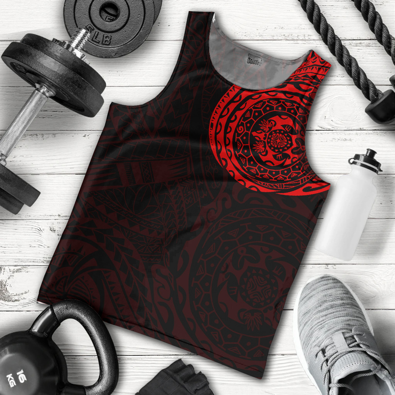 Polynesian Men Tank Top - Polynesian Tattoo Style Version 2 Red