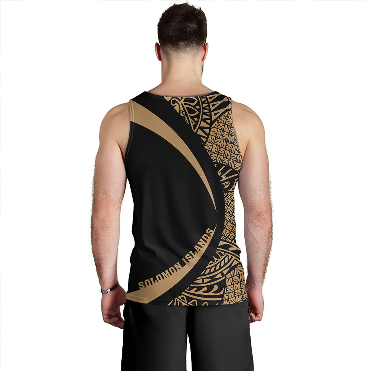 Solomon Islands Tank Top Coat Of Arm Lauhala Gold Circle