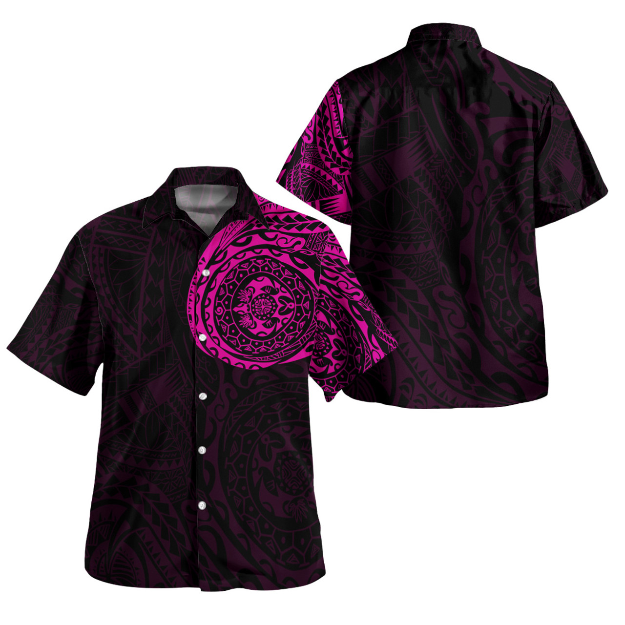 Polynesian Hawaiian Shirt - Polynesian Tattoo Style Version 2 Pink