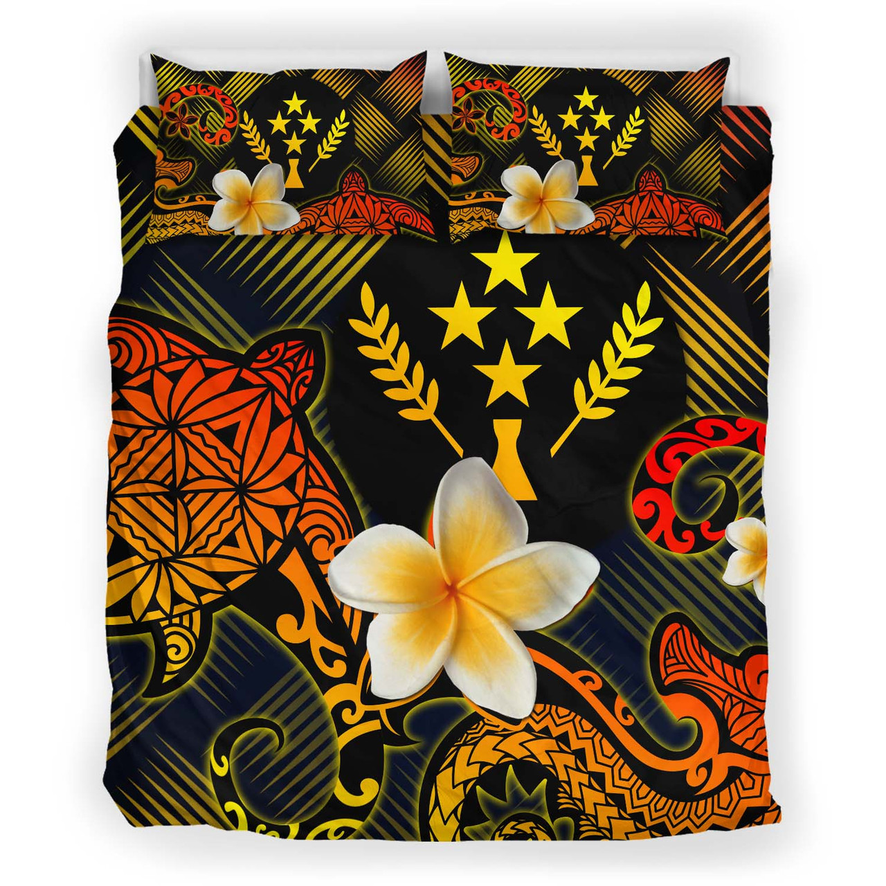 Kosrae Polynesian Bedding Set - Lauhala Turtle Plumeria Tropical