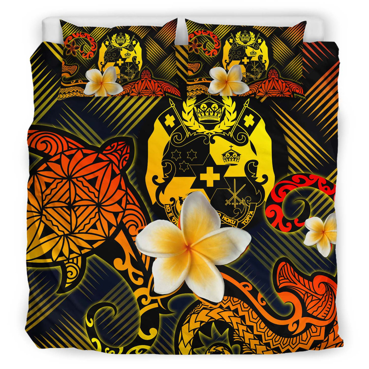 Tonga Polynesian Bedding Set - Lauhala Turtle Plumeria Tropical