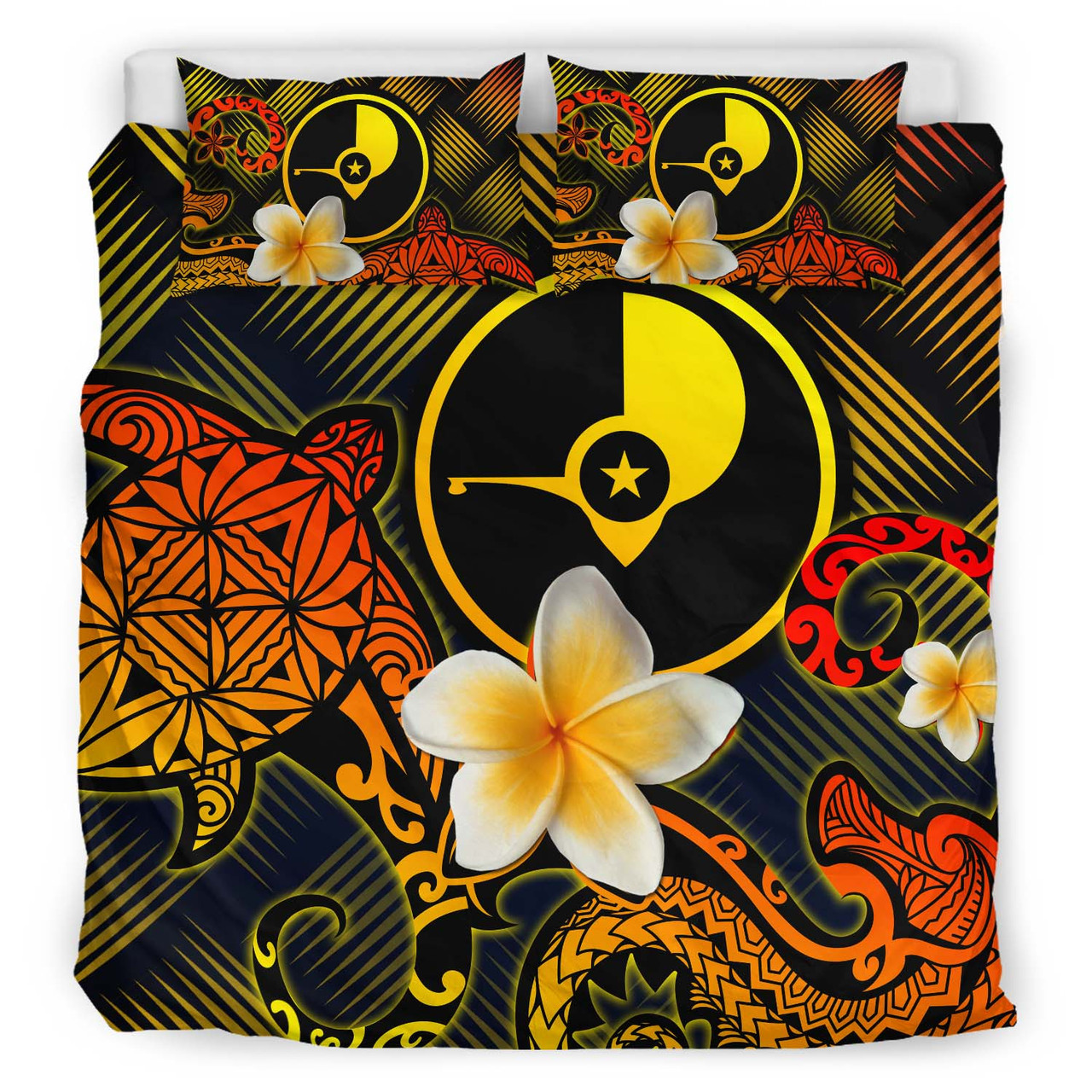 Yap Polynesian Bedding Set - Lauhala Turtle Plumeria Tropical