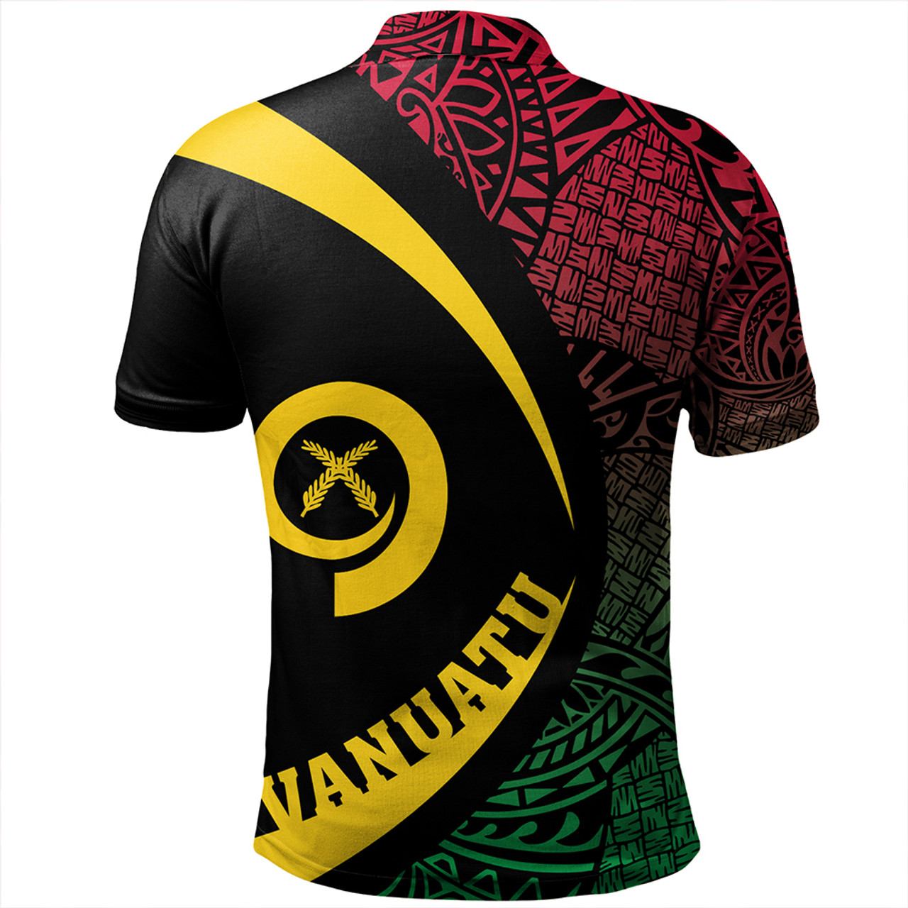 Vanuatu Polo Shirt Coat Of Arm Lauhala Circle