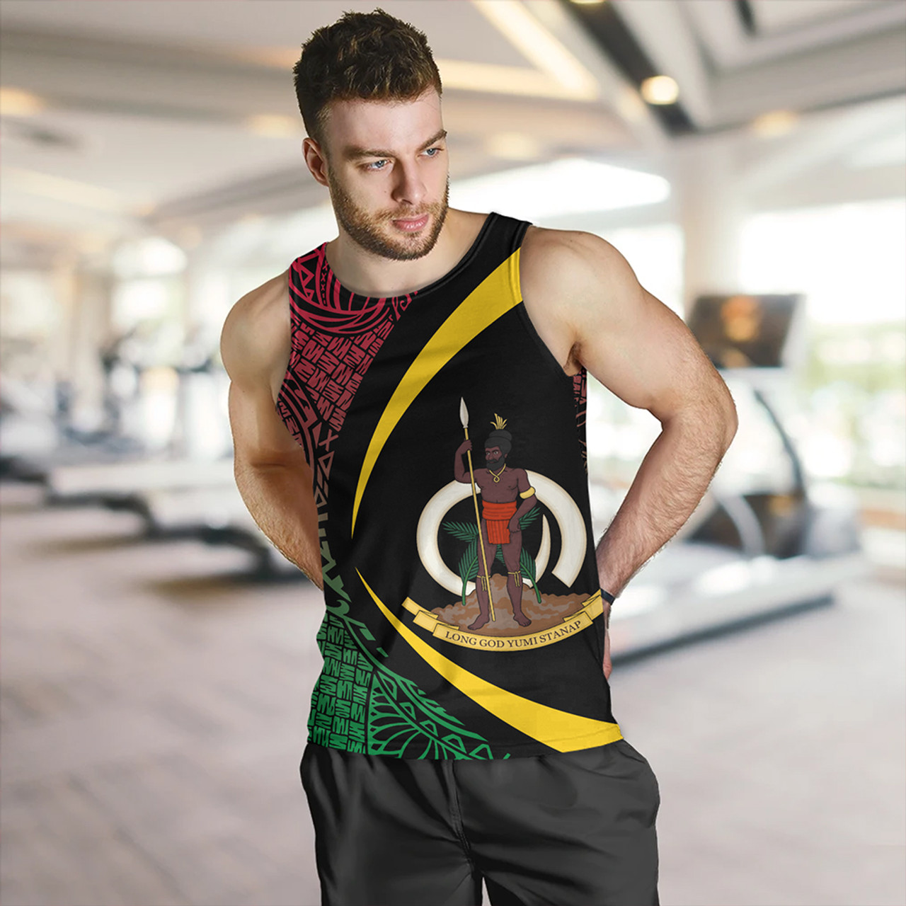 Vanuatu Tank Top Coat Of Arm Lauhala Circle