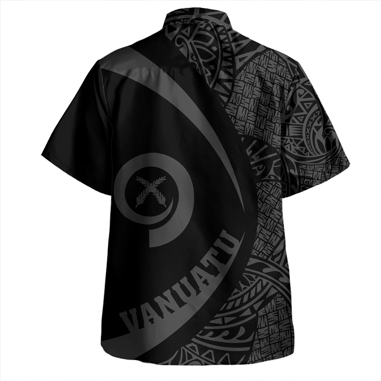 Vanuatu Hawaiian Shirt Coat Of Arm Lauhala Gray Circle