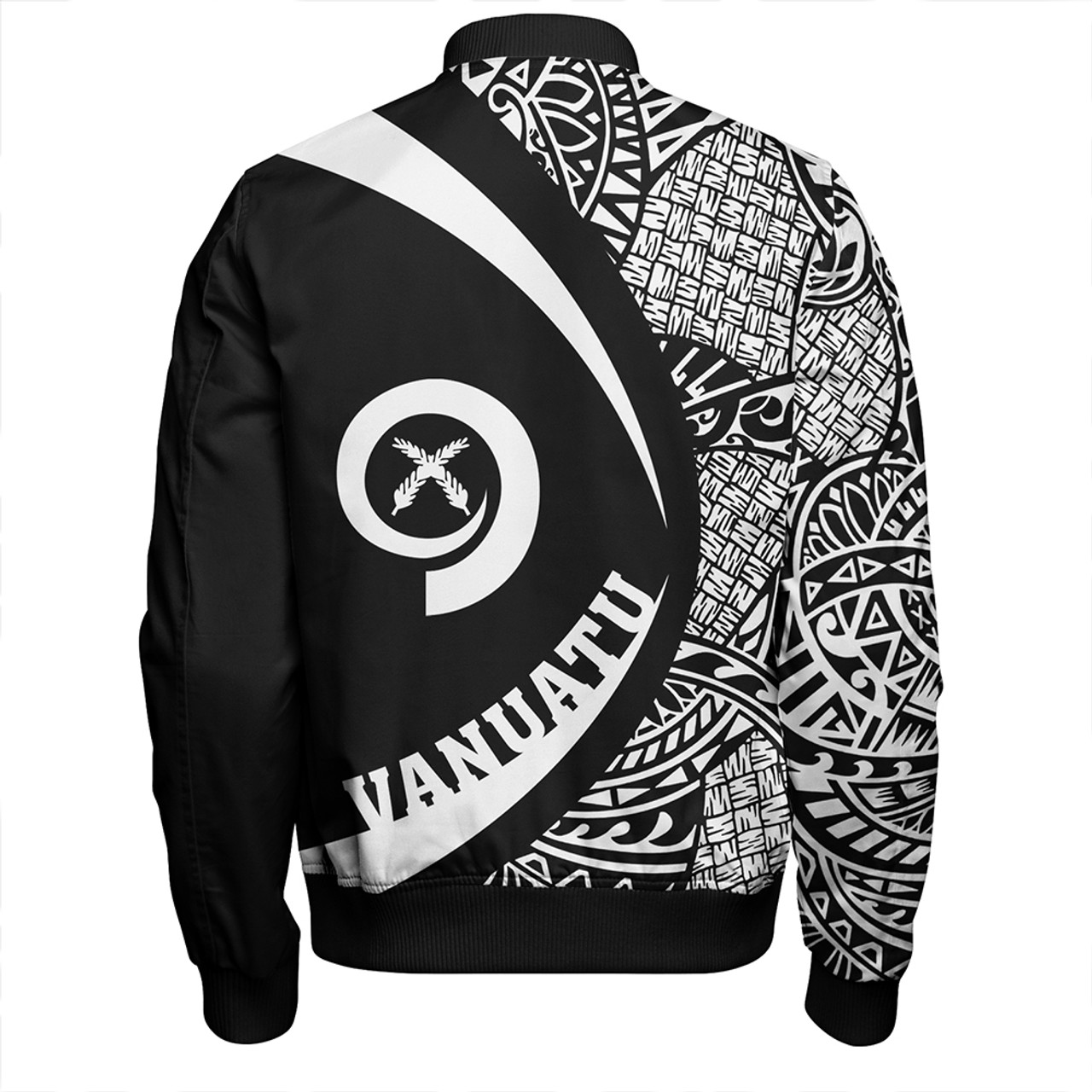 Vanuatu Bomber Jacket Coat Of Arm Lauhala White Circle