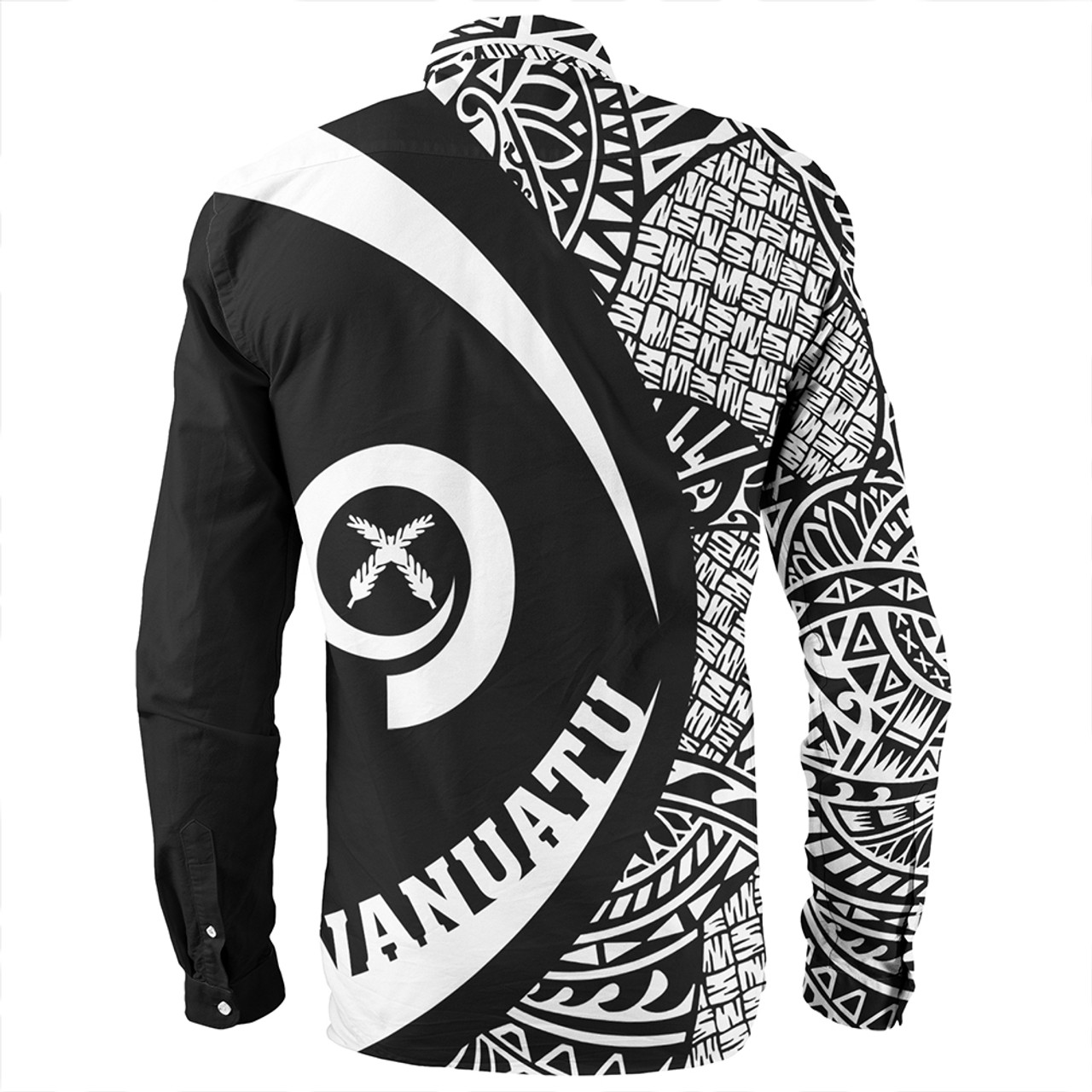 Vanuatu Long Sleeve Shirt Coat Of Arm Lauhala White Circle