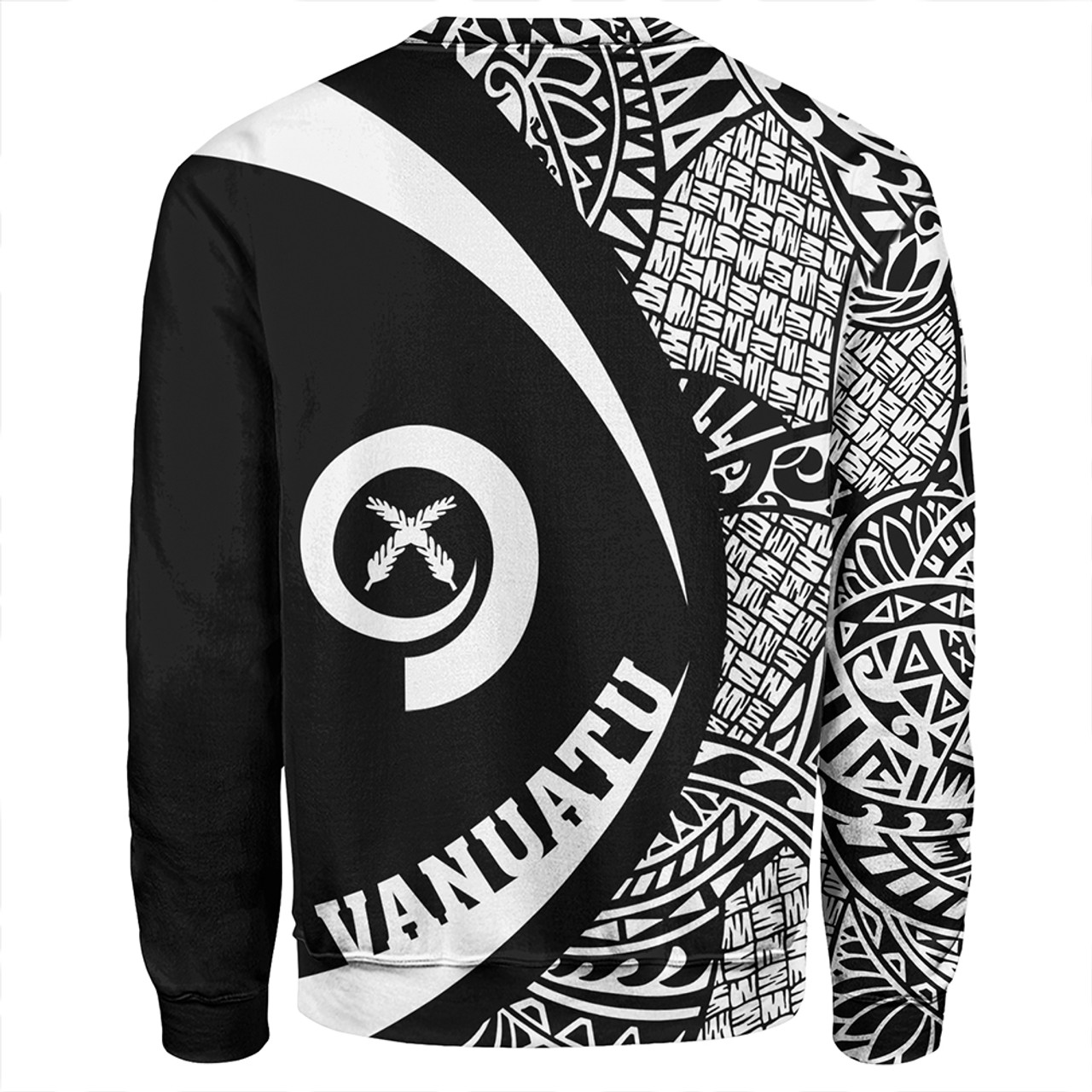 Vanuatu Sweatshirt Coat Of Arm Lauhala White Circle