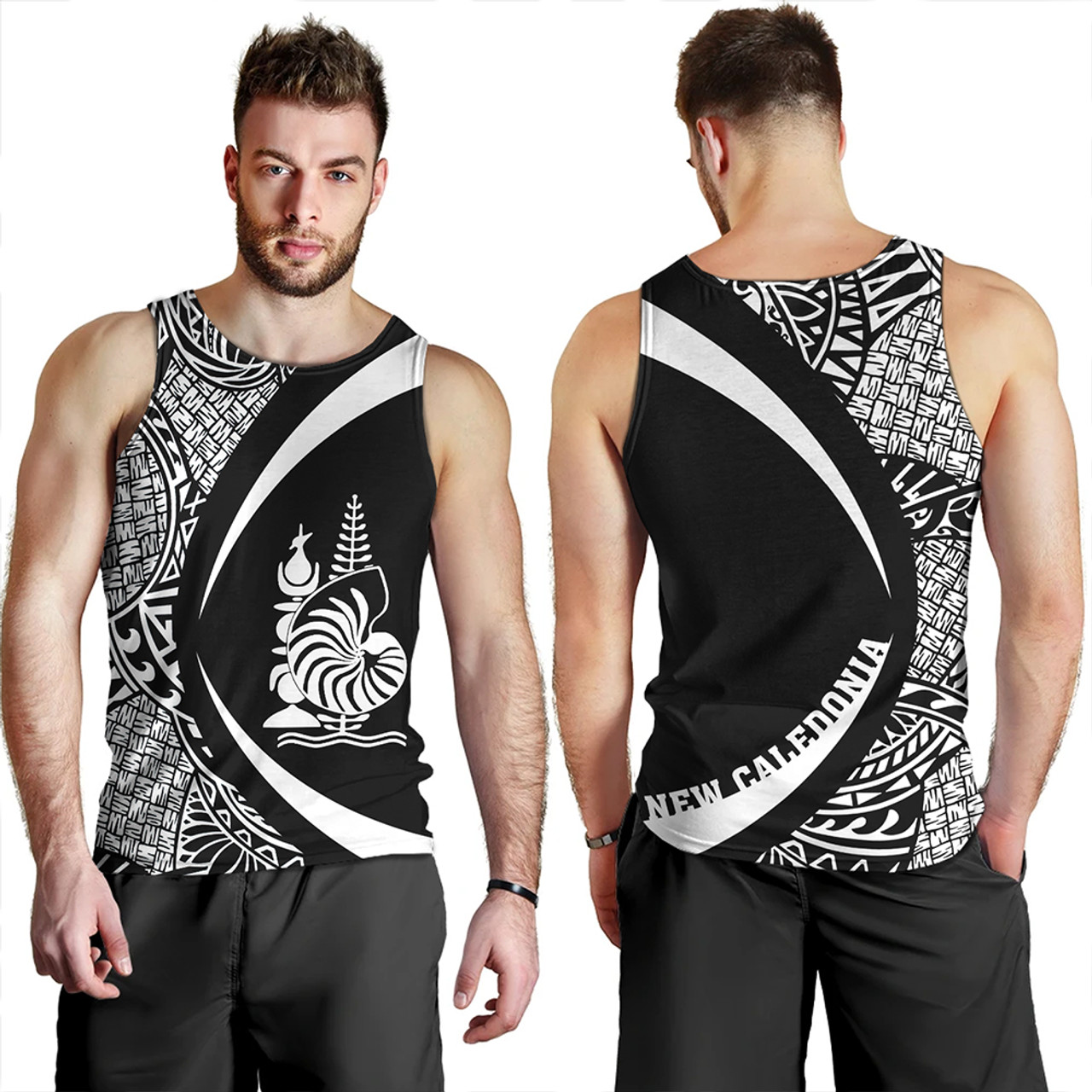 New Caledonia Tank Top Coat Of Arm Lauhala White Circle