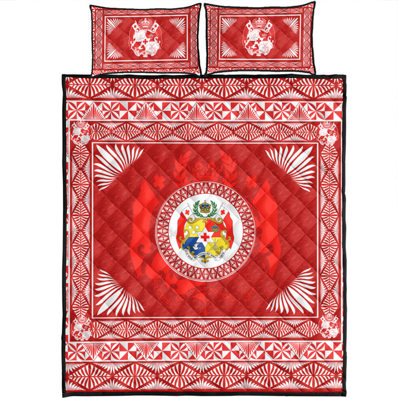 Tonga Quilt Bed Set Ngatu Pattern Coat Of Arms Style