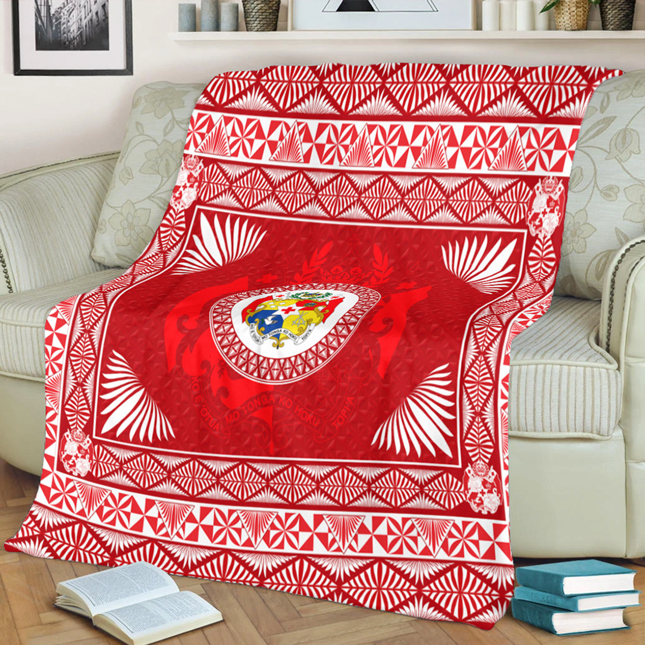 Tonga Premium Blanket Ngatu Pattern Coat Of Arms Style