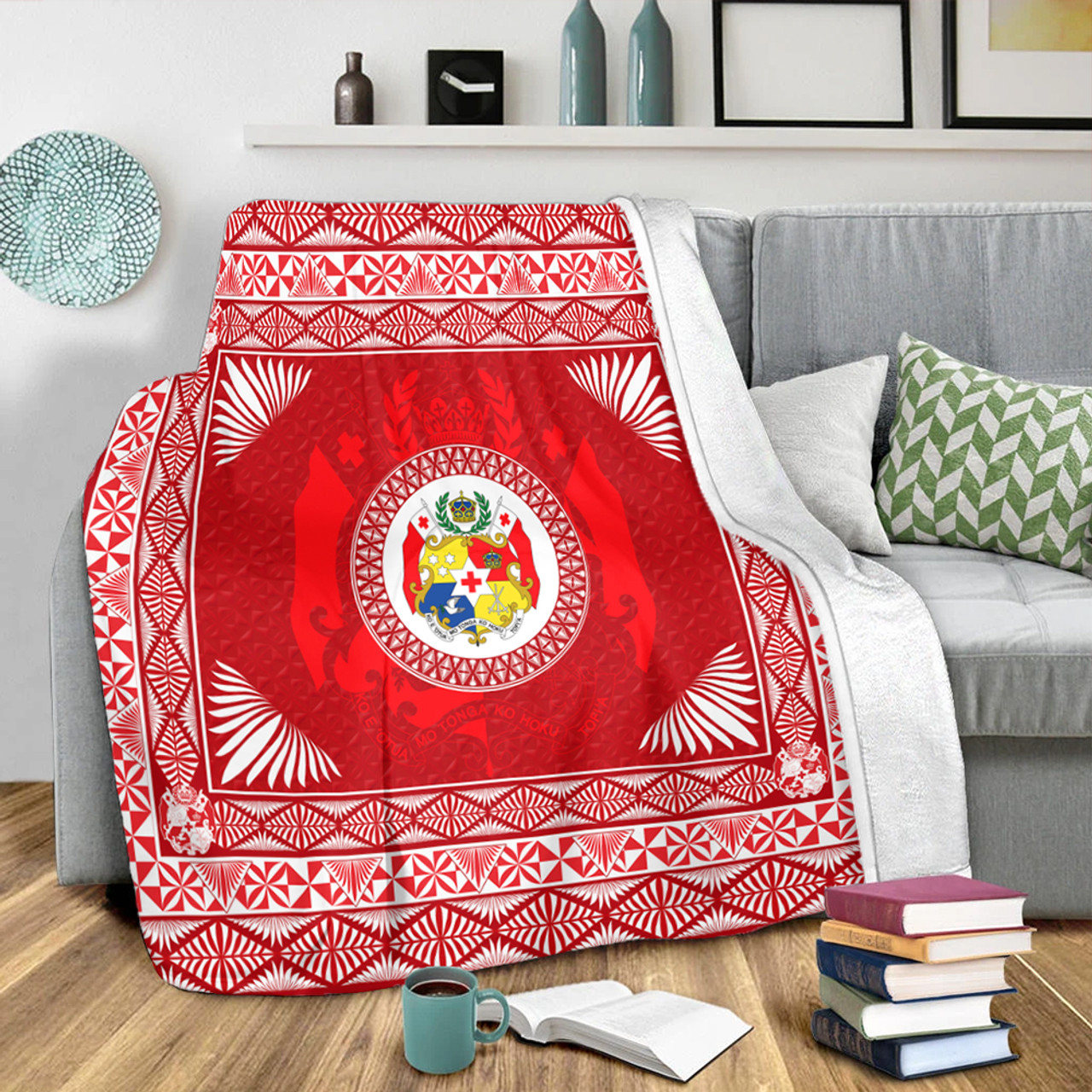 Tonga Premium Blanket Ngatu Pattern Coat Of Arms Style