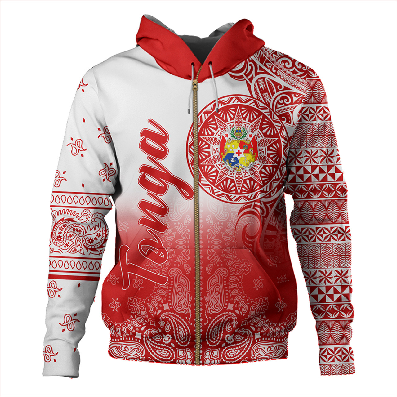 Tonga Hoodie Custom Pattern Ngatu With Paisley Style