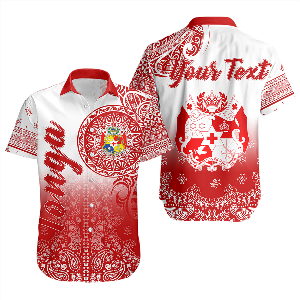 Tonga Short Sleeve Shirt Pattern Ngatu With Paisley Style