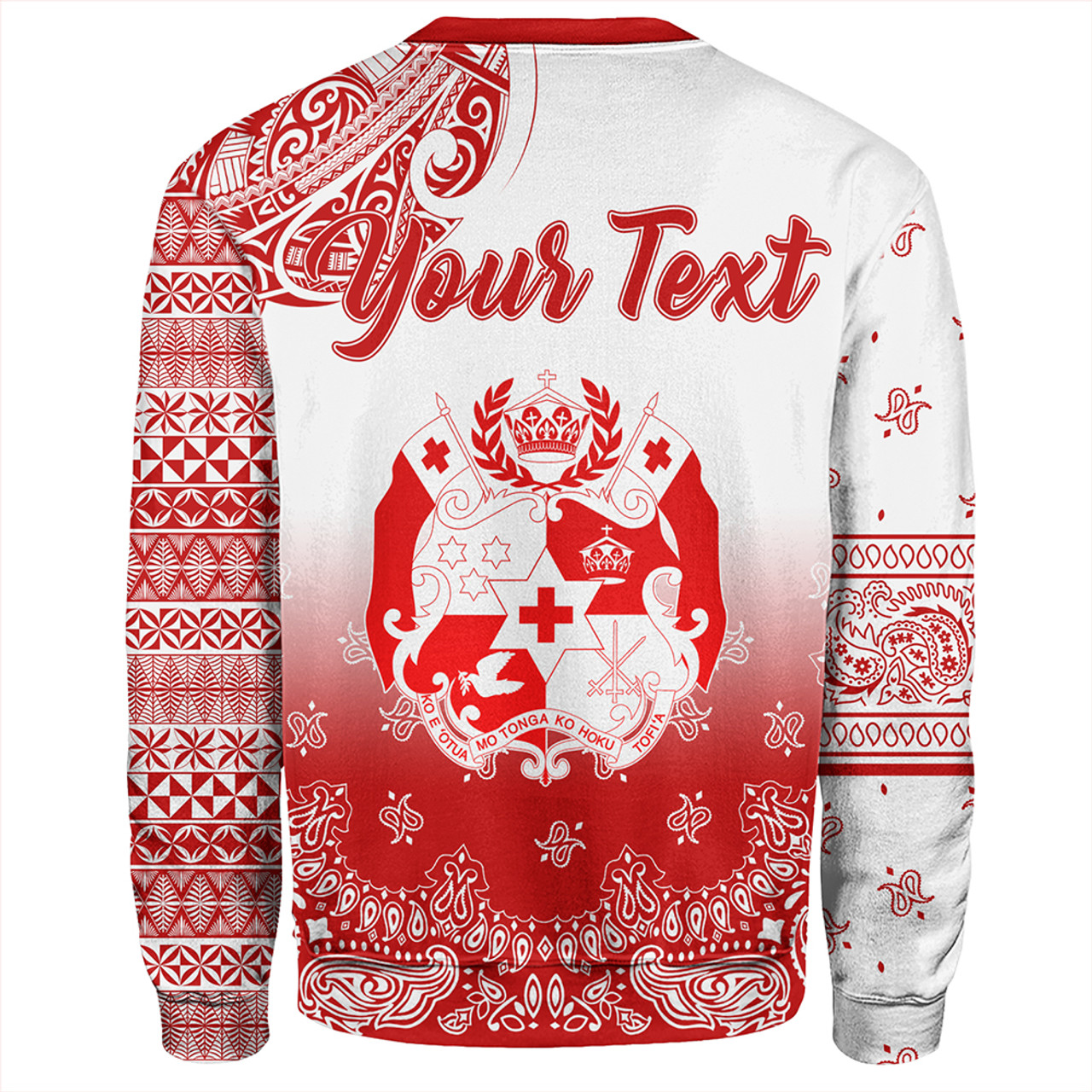 Tonga Sweatshirt Custom Pattern Ngatu With Paisley Style
